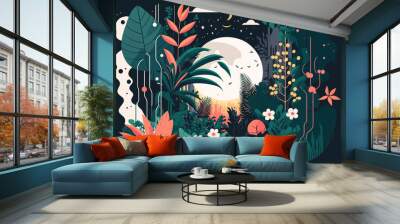 An artsy illustration of a magical place in nature Wall mural