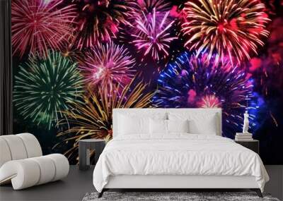 Fireworks Firework Display Finale Show Night Sky Colorful Sky New Year's Independence Day Fourth of July 4 4th Celebration Background Wallpaper Image Wall mural