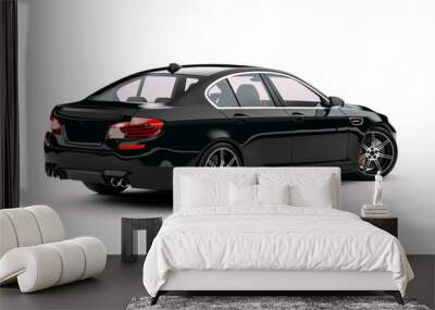 3d beautiful sedan car on white background Wall mural