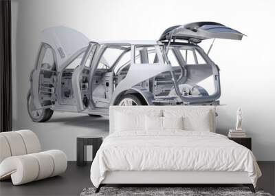 3d car frame body on white background Wall mural