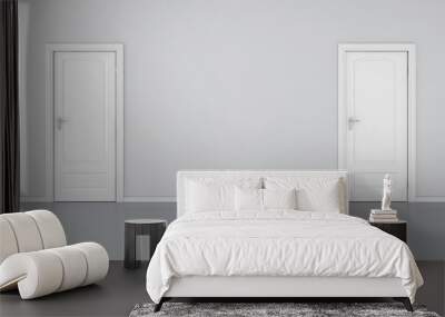 3d interior with 2 white doors and grey walls Wall mural