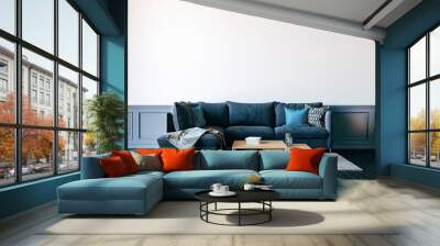 3d render of beautiful interior render with sofa and white wall Wall mural