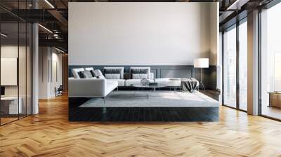 3d render of beautiful interior with sofa and wooden floor Wall mural