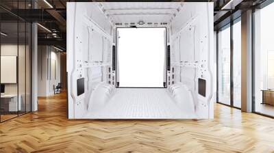 3d render of white van vehicle inside, on white background Wall mural