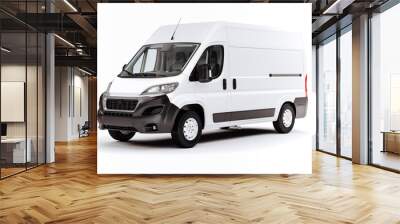 3d render of white van vehicle on white background Wall mural