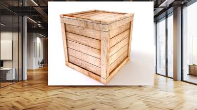 3d wooden box on white background Wall mural