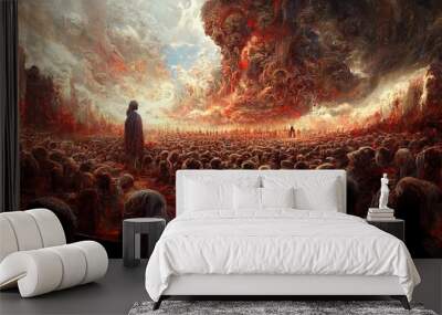 Metaphor of judgement day on earth, image of all the people at judgement day. Wall mural