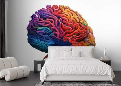 Colorful graphic of a human brain isolated on transparent background Wall mural