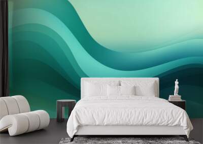 Teal to Olive Green abstract fluid gradient design, curved wave in motion background for banner, wallpaper, poster, template, flier and cover Wall mural