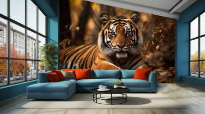 A tiger in the middle of nature, Generative AI Wall mural