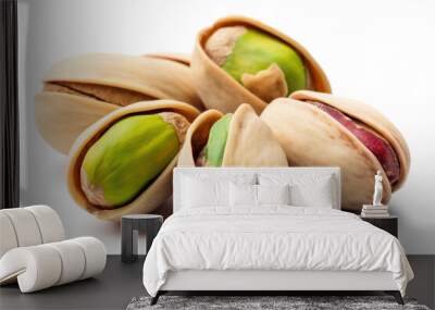 Superfood Healthful pistachio on White Background Wall mural