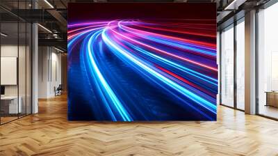 lights of moving cars at night. long exposure red, blue, green Wall mural