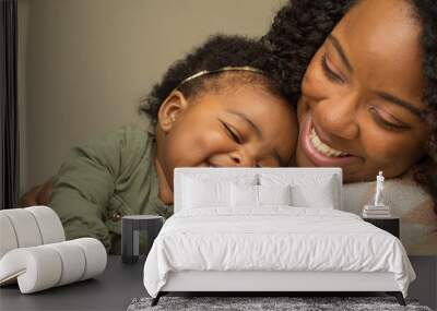 African American mother and daughter. Wall mural