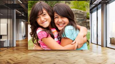 Asian sisters and best friends. Wall mural