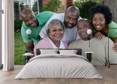 Mature African American couple and their adult kids. Wall mural