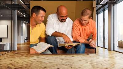 Men's Group Bible Study. Multicultural small group. Wall mural