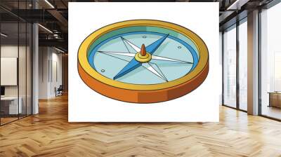 A basic compass features a sy plastic body with a translucent base and a rotating compass rose. The rose is divided into 360 degrees allowing for. Cartoon Vector. Wall mural