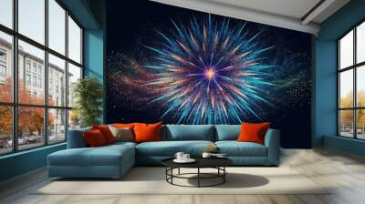 A burst of scribbles like fireworks exploding across a black sky each line echoing with its own unique hues. Wall mural