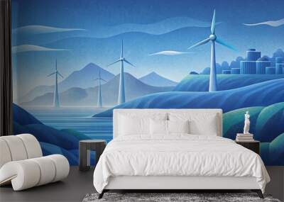 An investment firm partners with a government agency to fund the development of a largescale offshore wind farm reducing dependency on fossil Wall mural