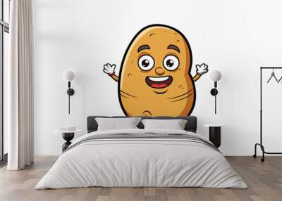 Available in various sizes and shapes potato is a tuberous plant that belongs to the nightshade family. Its elongated or round root is often dug up. Cartoon Vector. Wall mural