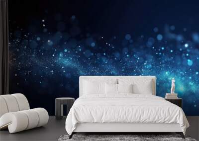 Dark blue and glow particle abstract background Wall mural