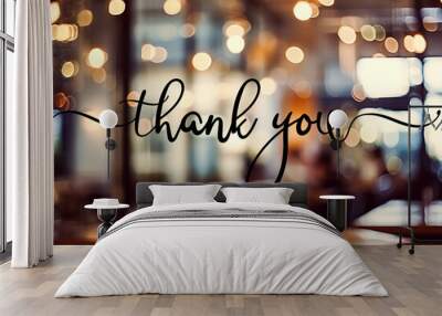 Thank you speech wording with blurred background Wall mural