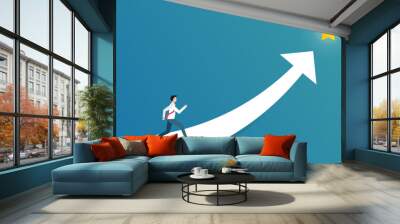 Businessman reaching out the star vector illustration. Success in business and career growth symbol. Wall mural