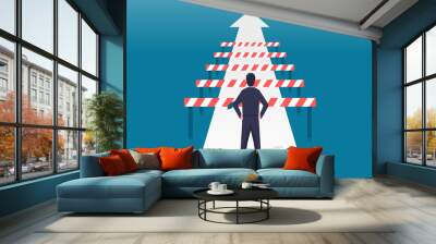 Overcoming challenge and obstacle concept. Flat vector illustration Wall mural