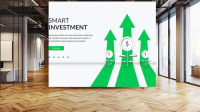 plant money coin tree growth illustration for investment concept. smart investing, business growth,  Wall mural