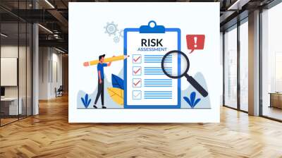 risk assessment concept with form and magnifier vector illustration. Wall mural