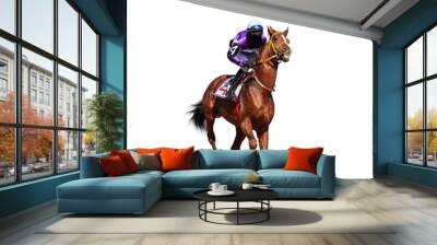 horse racing jockey isolated on white background Wall mural