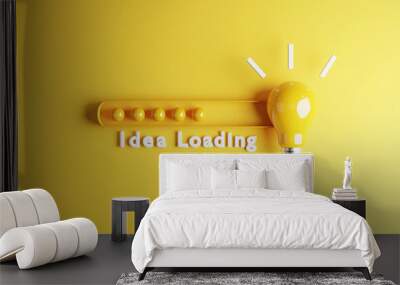 yellow lightbulb with download bar or loading idea business concept and progress by 3d render. Wall mural