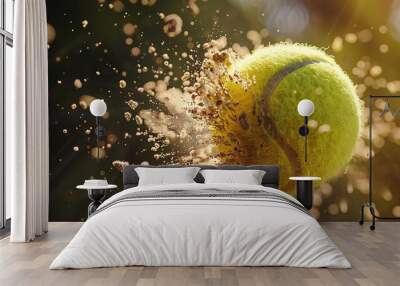 Attractive Tennis ball flying after strong forehand Wall mural