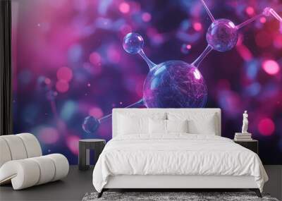 Science and Technology Fusion in a Futuristic Cyber Network of Molecules and Atoms Wall mural