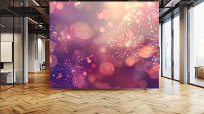 Superb New year composition with fireworks Wall mural