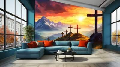 Wonderful Ash Wednesday, Good Friday, Easter Sunday, Easter Monday, All Saints Day Religious Wall mural