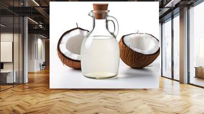 Coconut oil jug isolated on a pure white background Wall mural