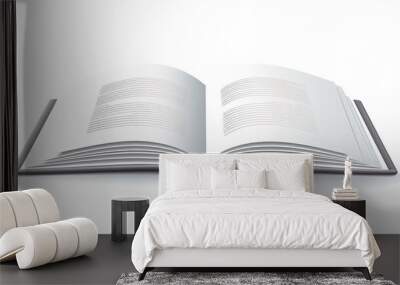 Isolated blank book open on a white background Wall mural