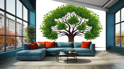 isolated green tree roots on a white background Wall mural