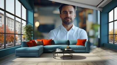 Professional Male Employee Standing in Office Wall mural