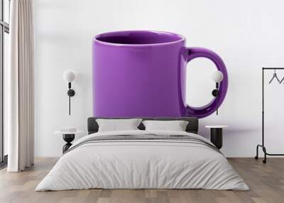 Purple mug close-up isolated on a white background Wall mural