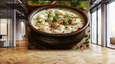 Soya Malai Chap Delicious Indian Vegetarian Soya Chaap with White Creamy Sauce Wall mural