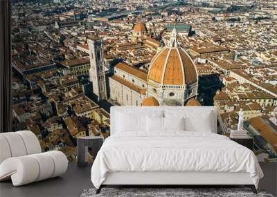 Aerial view of Santa Maria del Fiore Cathedral in Florence, Italy. High quality photo Wall mural