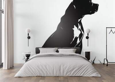 Pitbull silhouette, vector illustration. Generative AI Wall mural