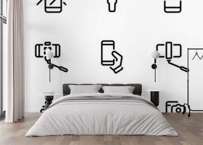 Set of black vector icons, isolated against white background. Illustration on a theme Selfie Wall mural