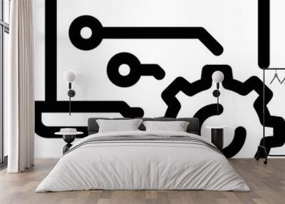 Simple vector icon on a theme repair, laptop setup Wall mural