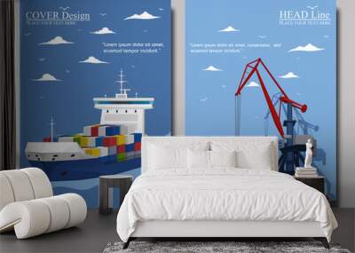 Commercial sea shipping banner set Wall mural