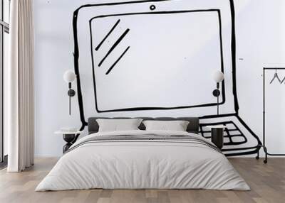 hand draw doodle laptop, computer vector illustration computer Wall mural