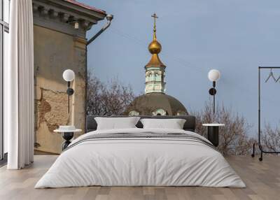 2010.04.11, Moscow, Russia. Domes of church on background of spring sky. Wall mural