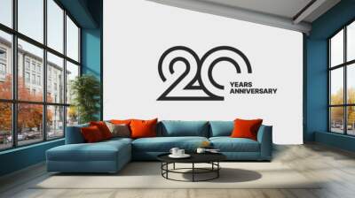 20 years anniversary sign isolated on white background for celebration event. Wall mural